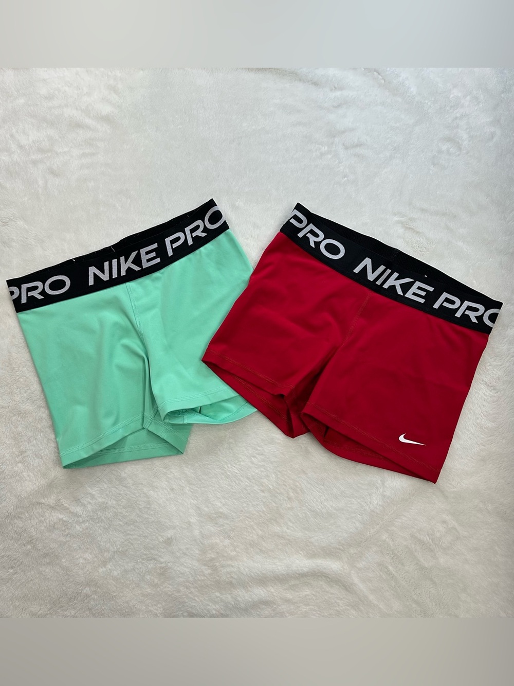 Bundle of 2 Nike Pro Dri-FIT 3" Shorts Red & Mint Green Size Medium